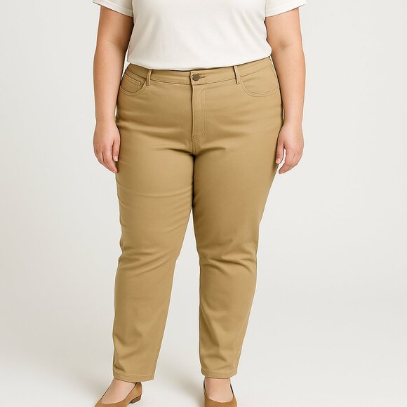 TIME & TRU Women's High Rise Stretch Fitted Core Jeggings Khaki XL (16-18) - Picture 1 of 3